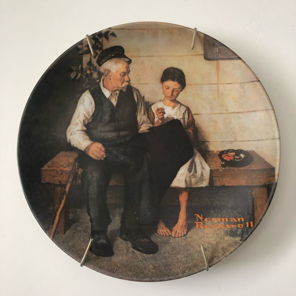 Norman Rockwell Vintage plate! W/Holder!